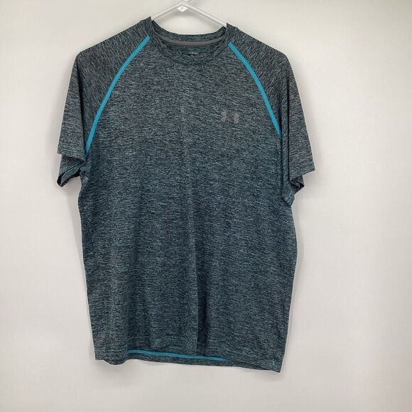 Mens‎ Under Armour heatgear Performance Workout Tee Medium Gray blue - Picture 1 of 5